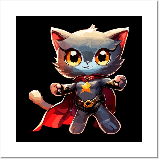 Superhero cat Wall Art by TomFrontierArt